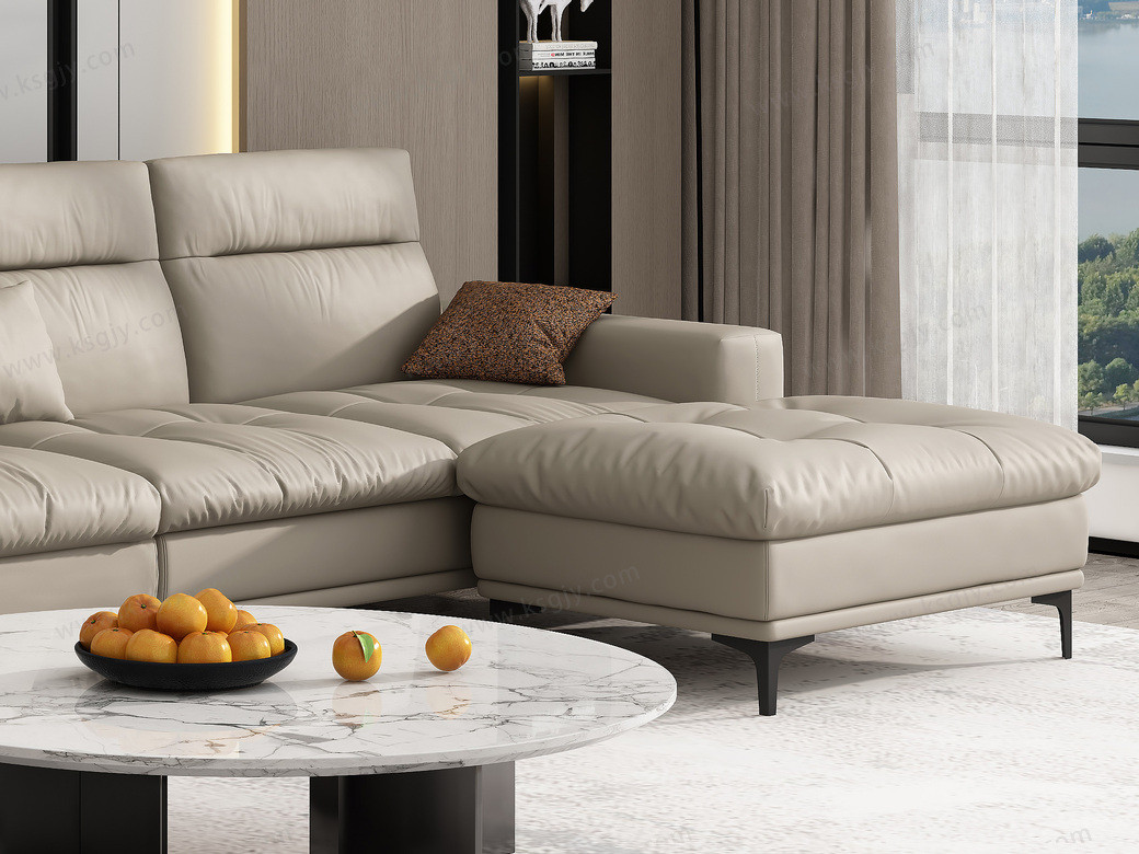 歌迪 极简风格 防水防污 健康环保 超柔科技布 实木框架 高密度海绵 浅灰色 脚踏